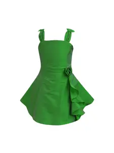 A.T.U.N. A T U N Girls Green Solid Fit & Flare Dress