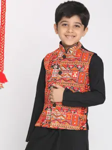 VASTRAMAY Boys Multicoloured Embroidered Mirror Work Kediyu
