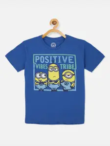 Kids Ville Boys Blue Minions Featured Round Neck Tshirt