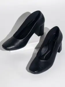 Inc 5 Black Textured Work Block Pumps