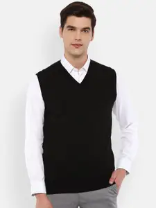 Van Heusen Men Black Solid Sweater