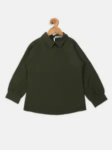 Nins Moda Olive Green Shirt Style Top