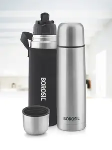 Borosil Steel Thermo Vacuum Insulated 24hrs Hot and Cold Flask Bottle 1000ml