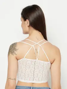 Da Intimo Women White Criss-Cross Back Lace Bralette
