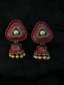 justpeachy Pink & Gold-Toned Classic Jhumkas