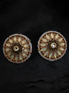 justpeachy Gold-Toned Gold-Plated Circular Studs Earrings