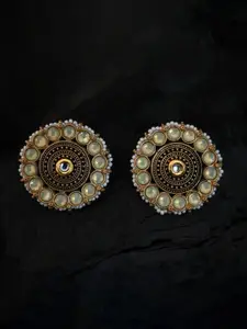 justpeachy Gold-Plated Ethnic Studs With Artificial Stone Embellishment
