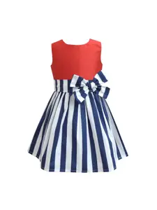 A.T.U.N. A T U N Girls Navy Blue & White Striped Dress