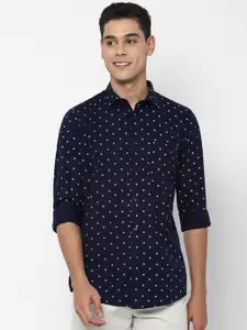Allen Solly Men Navy Blue Slim Fit Printed Casual Shirt