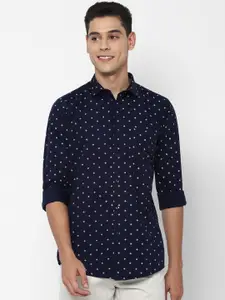 Allen Solly Men Navy Blue Slim Fit Opaque Printed Casual Shirt