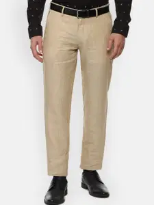 Louis Philippe Men Khaki Slim Fit Formal Trousers