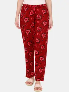 Zivame Women Red Halloween Printed Knitted Cotton Lounge Pants