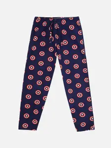 Kids Ville Boys Navy Blue & Red Captain America Printed Pure Cotton Lounge Pants