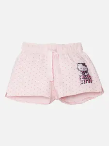 Kids Ville Girls Pink Printed Hello Kitty Regular Shorts