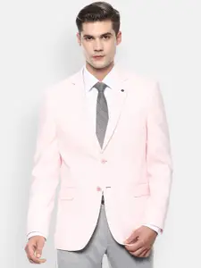 Van Heusen Men Pink Solid Slim-Fit Single-Breasted Formal Blazer