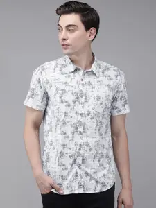 BEAT LONDON by PEPE JEANS Men Grey Slim Fit Opaque Printed Casual Shirt