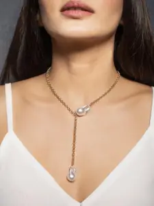 ToniQ Gold-Toned & White Boroque Pearl Necklace