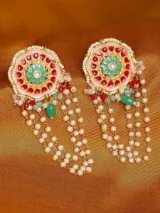 OOMPH Pink Floral Chandbalis Earrings