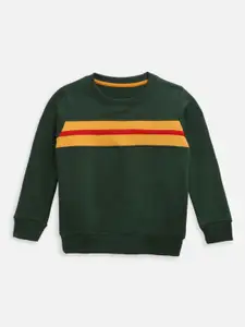 YK Boys Green Striped Sweatshirt