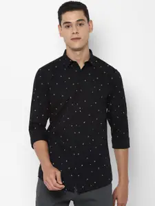 Allen Solly Men Black Slim Fit Opaque Printed Pure Cotton Casual Shirt