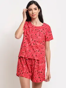 EROTISSCH Women Orange & Black Printed Night suit