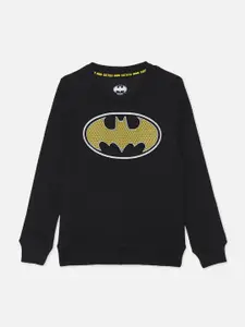 Kids Ville Boys Black Batman Printed Cotton Sweatshirt