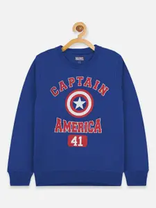 Kids Ville Boys Blue Captain America Printed Sweatshirt
