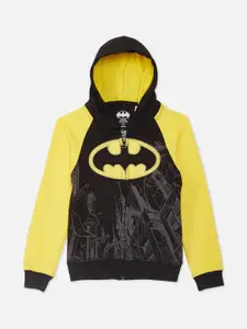 Kids Ville Boys Black Batman Print Hooded Sweatshirt
