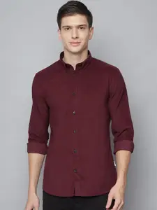 LINDBERGH Men Burgundy Slim Fit Opaque Casual Shirt