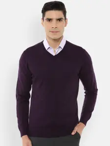 Van Heusen Men Purple Woollen Pullover