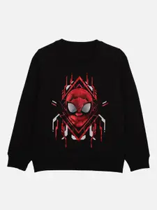 Kids Ville Boys Black Spiderman Printed Sweatshirt