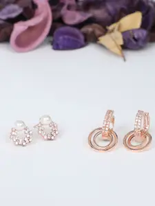 Zaveri Pearls Rose Gold Contemporary Studs Earrings