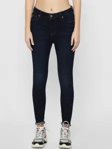 ONLY Women Navy Blue Skinny Fit High-Rise Light Fade Cotton Jeans
