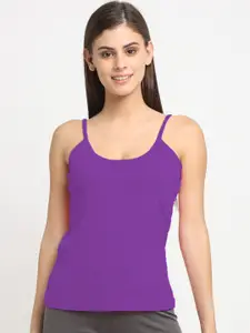 Friskers Women Purple Solid Cotton Camisole