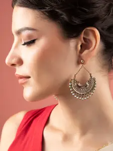 Rubans Gold-Toned Crescent Shaped Chandbalis Earrings