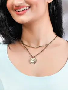 Rubans Gold-Plated & Black Layered Minimal Boho Necklace