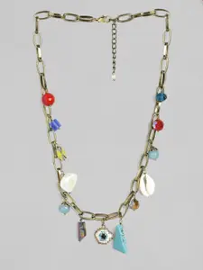 Rubans Gold-Toned & Blue Gold-Plated Handcrafted Necklace
