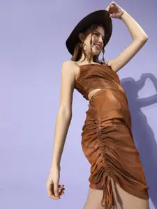 KASSUALLY Brown Tie and Dye Knitted Dress