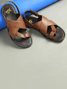 ID Men Tan Brown Solid Comfort Sandals