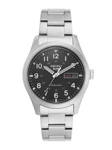 SEIKO Men Black Dial & Silver Toned Stainless Steel Bracelet Style Straps Analogue Watch SRPG27K1