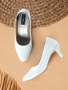 Walkfree Women White Kitten Heels