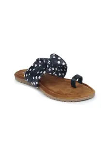 The Desi Dulhan Women Black Open Toe Flats with Bows