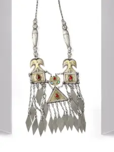 SANGEETA BOOCHRA Silver-Toned & Red Silver Silver-Plated Handcrafted Necklace