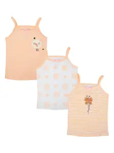 MeeMee Infant Girls Pack Of 3 Printed Cotton Camisoles