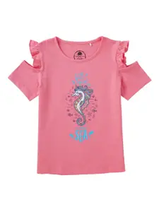 Cub McPaws Girls Pink Printed T-shirt