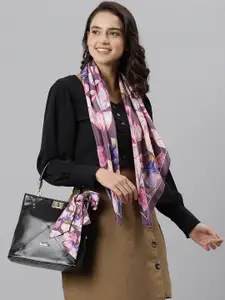 Tossido Women Purple & Pink Printed Designer Scarf