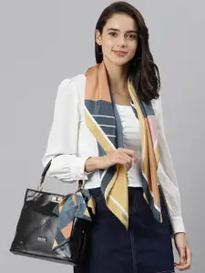 Tossido Women Grey & Brown Printed Scarf