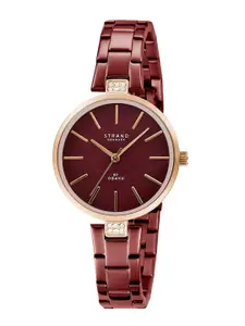 STRAND BY OBAKU Women Maroon Dial & Red Bracelet Style Straps Analogue Watch S706LXVDSD