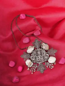 Adwitiya Collection Women Silver Stone Goddess Shaped Pendant With Chain
