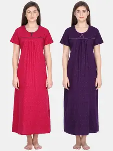 Klamotten Set of 2 Printed Pure Cotton  Maxi Nightdress